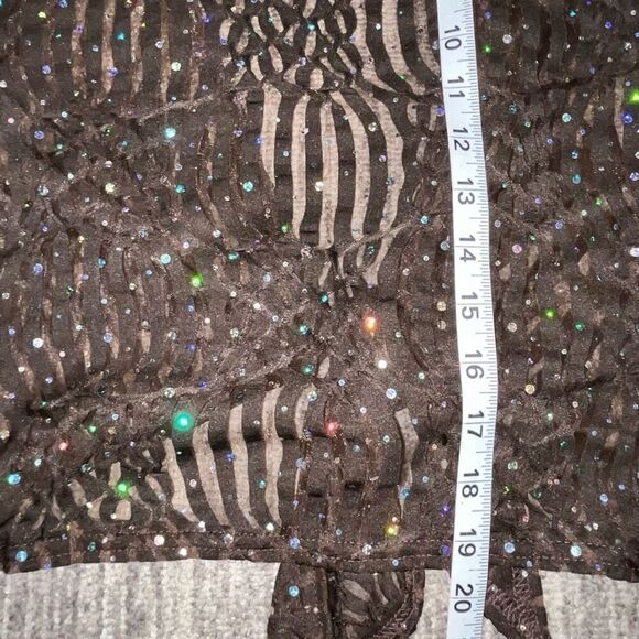 ReBeKah Womens Medium Tie Front Cardigan Chocolate Brown Semi-Sheer Sparkle NWOT - Picture 5 of 5